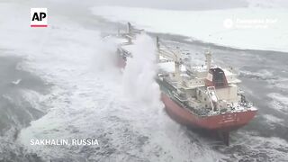 Part of Russia's island of Sakhalin on high alert after Chinese cargo ship runs aground.