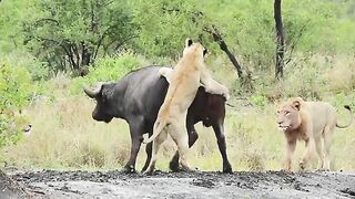 This buffalo is not going down without a fight.