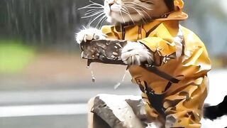 Kucing berjalan dengan keadaan yang mengenaskan