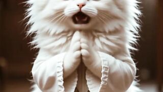 Cat a funny praying to marid