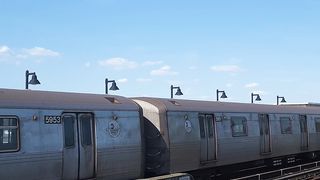 American  subway train on the way.