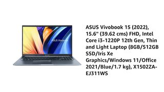 ASUS Vivobook 15 15.6" FHD, Intel Core i3-1220P 12th Gen