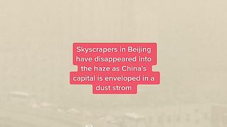 #Skyscrapers have disappeared into the #haze as #China's #capital was enveloped in a #duststorm and heavy #pollution