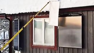 Snow fall and its roof of homes