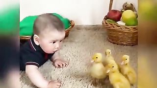 Cute babies with pets